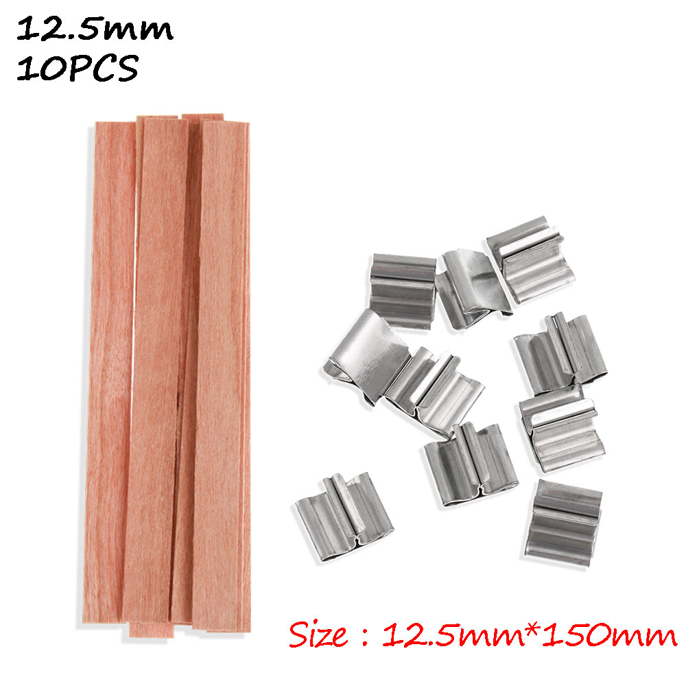 Juego de 10 Uds de velas de cera de madera con base cuadrada, soporte de Metal, aleación de candelabro, pestañas de soporte, accesorios de cera: 12.5mm