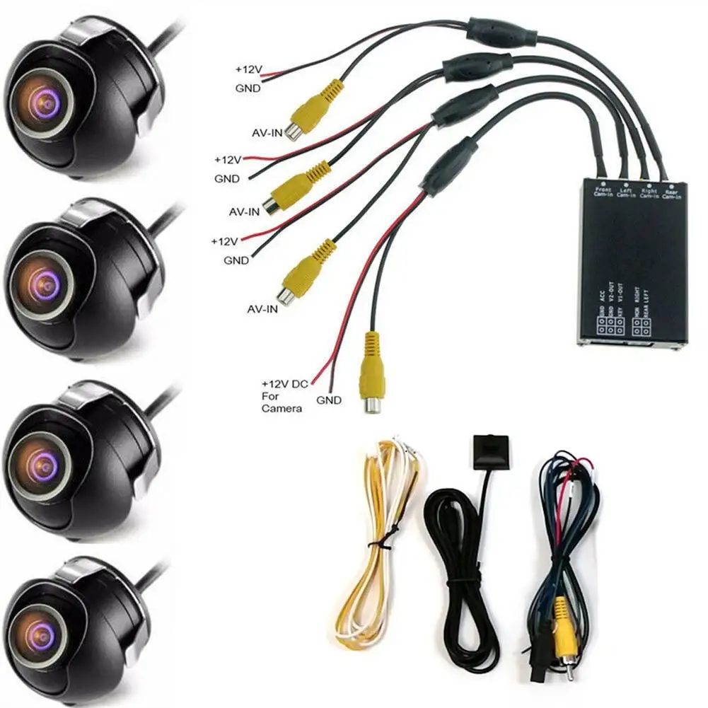 360° Panoramic Camera HD Rear /Front /Left /Right Car Camera With 4 Way Control Box System Surround View Cameras For Car Radio