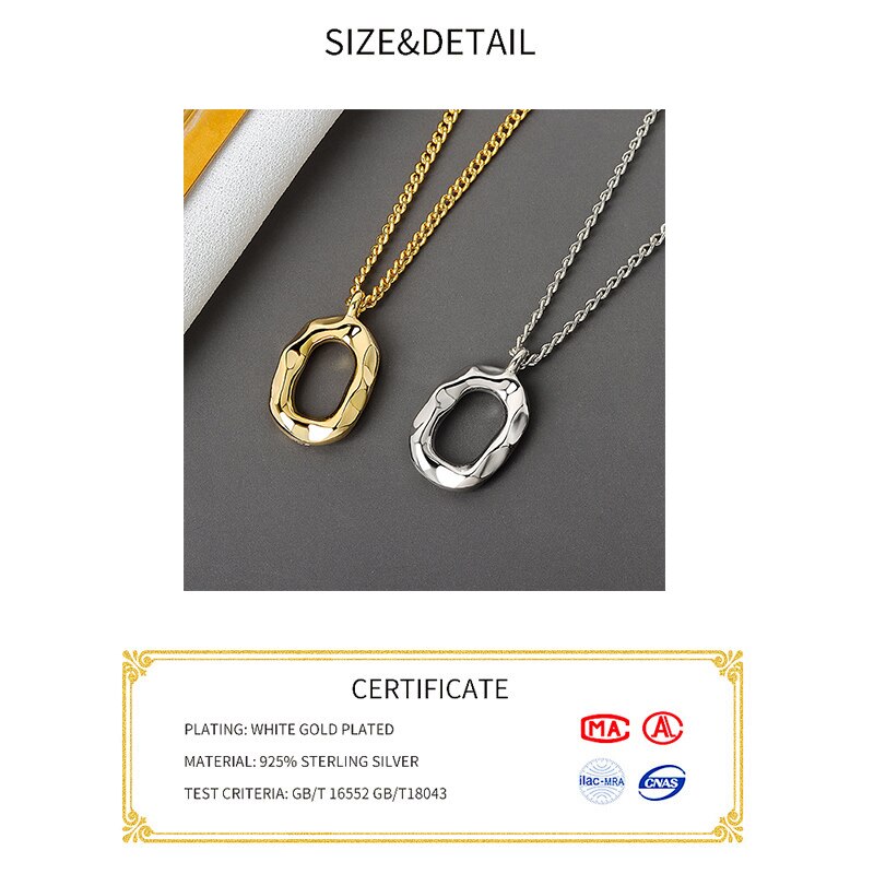 Real 925 prata esterlina elegante redondo ouro cor geométrica pingente colar jóias finas para festa de casamento feminino bijoux