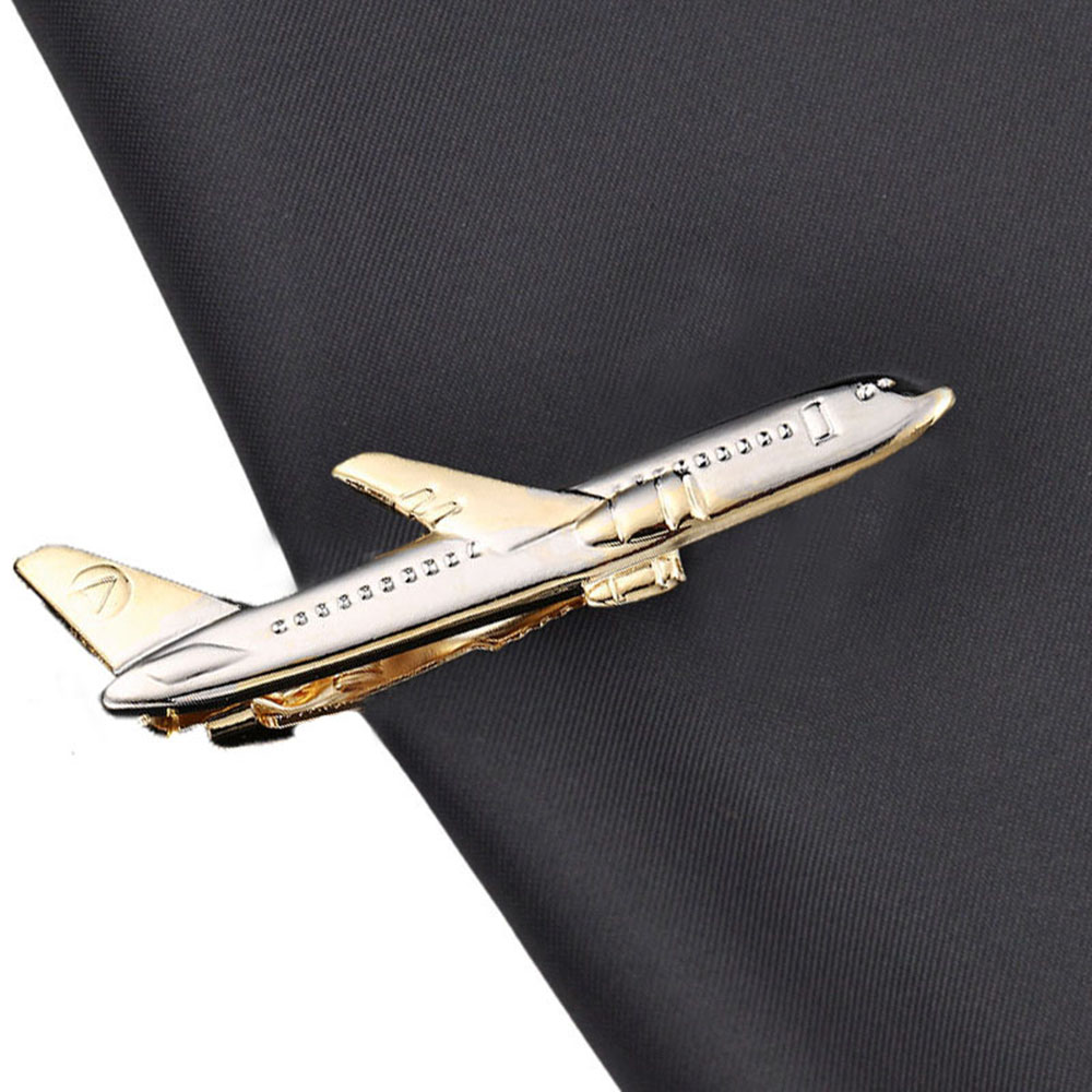 Elegante Vliegtuig Vorm Tie Clip Pilot Business Mannen Stropdas Clip Manchetknopen Tie Sluiting Mannen Pakken Huwelijkscadeau
