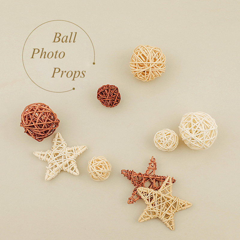 9 unids/set bolas de mimbre Natural estrella ins accesorios de fotografía accesorios de fondo para decoración del hogar de estudio fotográfico: Default Title