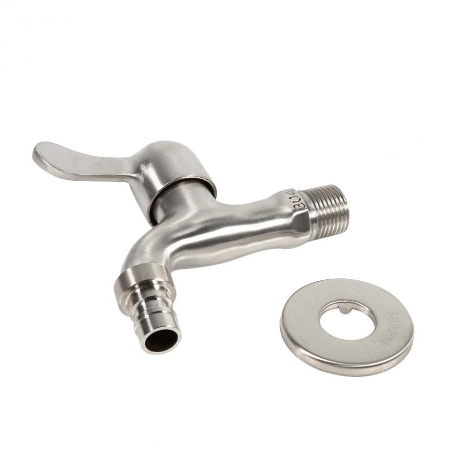 G1/2in Wasmachine Tub Tap Roestvrij Staal Chroom Enkele Koud Water Kraan Wall Mount Outdoor Tuin Kraan (sharp Mond)