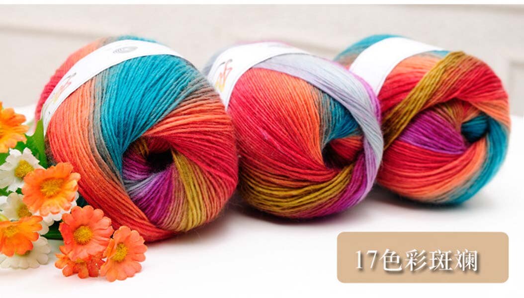 Regnbue 100g bolde garn baby strikning super blød uld tråd chunky strikket håndværk bulky hånd sweater hæklet: 17