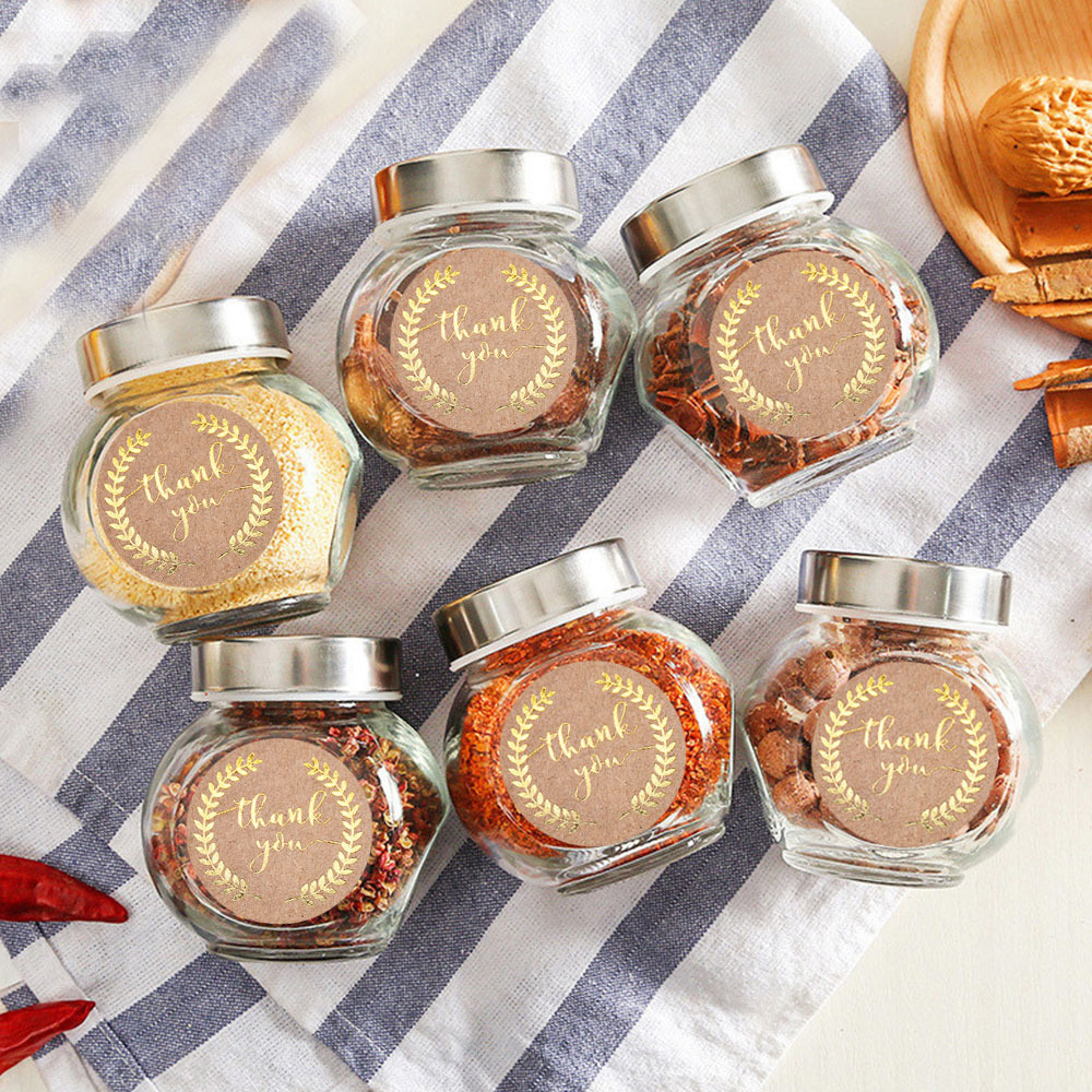 1Inch Ronde 50 Stuks Dank U Sticker Wad Met Bladgoud Olijftak Stickers Voor Lokale Handgemaakte Cadeau Sticker gold Seal Labels