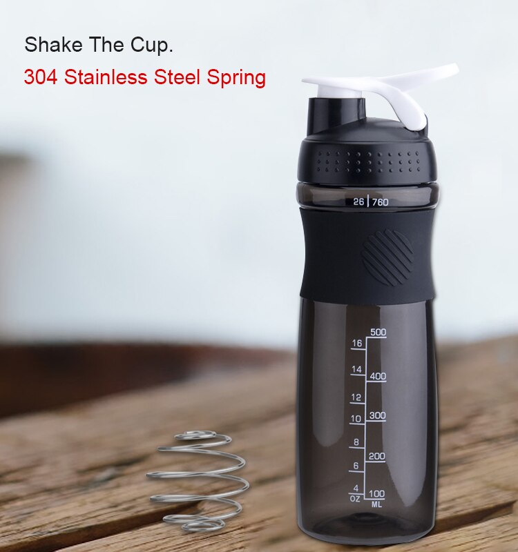 500ML/750ML Shaker protéine bouteille d'eau de alimentaire BPA gratuit Shaker bouteille salle de sport avec boule d'agitation étanche couvercle voyage en plein air