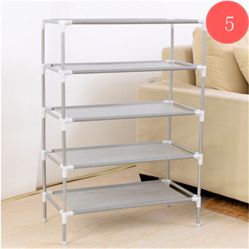 Shoe Rack Stainless Steel + Non-Woven Fabric Standing Shoe Rack DIY Shoes Storage Shelf Shoe Cabinet Home Organizer Accessories: 5 Tiers