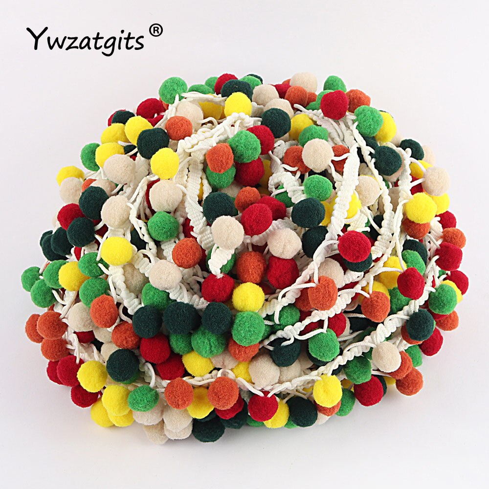 Ywzatgits 5Yards/Lot Tassel Fringe Pom Pom Ballen Trim Stof Lint Naaien Kledingstuk Schoenen Tas Materialen Accessoire YK0107