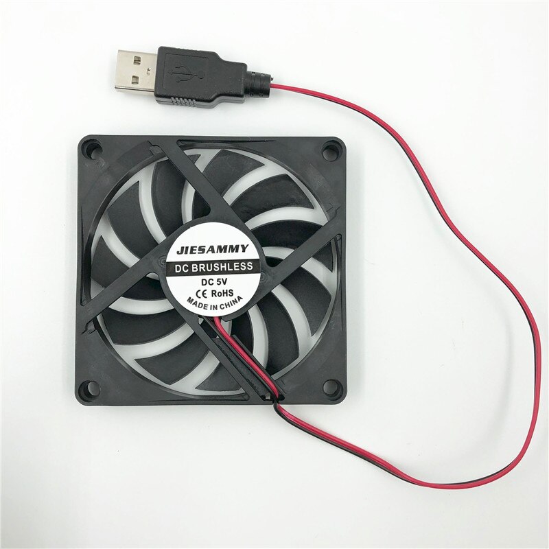 JIESAMMY 80mm CPU heatsink cooling fan 8010 5V USB 12V 24V Silent 18dBA Sleeve/BALL bearing 8cm pc fan 80x80x10mm: 5V Sleeve with USB