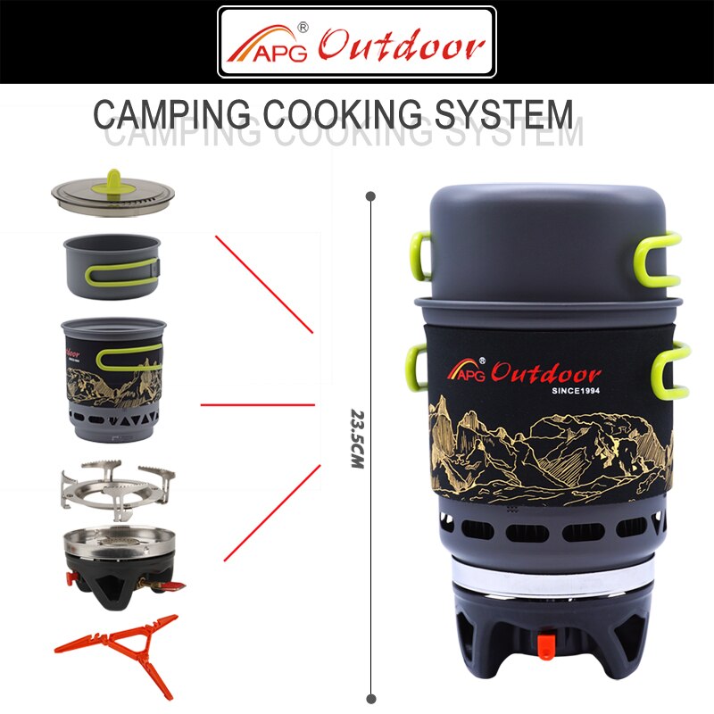 Apg Camping Kookgerei Kom Pot Pan Combinatie Draagbare Servies Gas Koken Systeem Kachel Outdoor Fornuis Branders