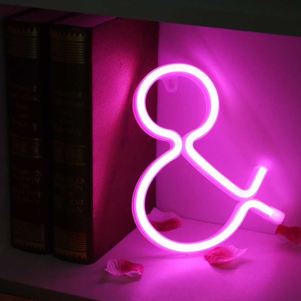 Diy Licht Up Teken Neon 26 Verlichte Letters 0-9 Nummers Wanddecoratie Usb/Batterij-Operated Lights voor Bruiloft Verjaardag Decor: And