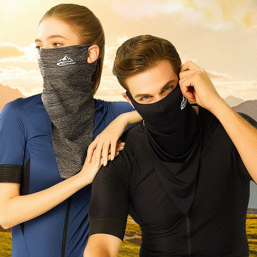 Summer Men Scarf Ice Silk Anti-sweat Headwear Outdoor Cool Sun-proof Face Mask Elastic Wind-proof Anti-UV Bandana Fast