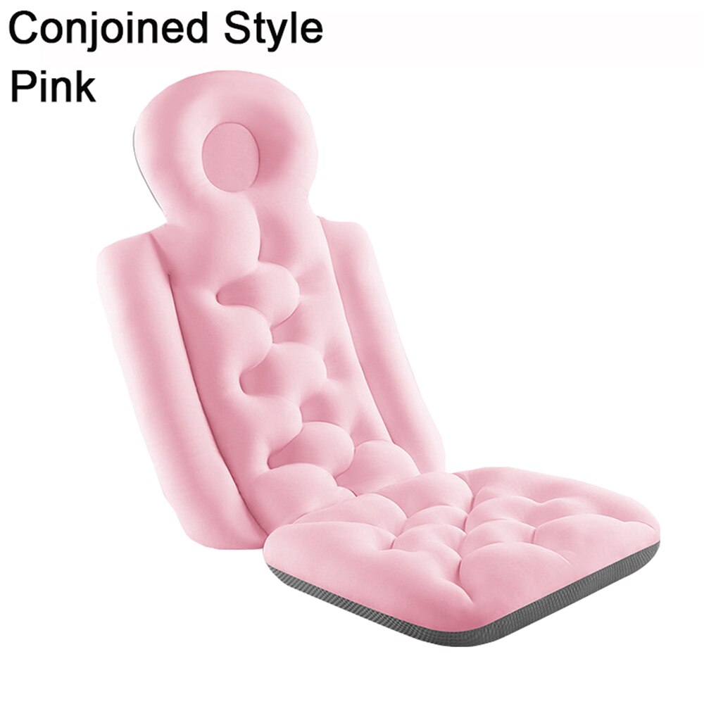 Adult Waterproof Non-Slip Neck &amp; Back Relax Bath Pillow Full Body Bathing Pad Bathtub Cushion Bathroom Products: pink-Conjoined style