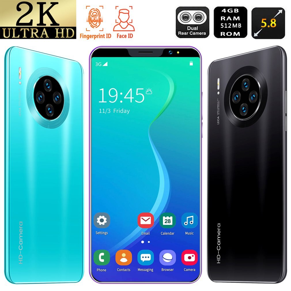 Mate33 Pro Smartphone con 512M + 4GGB di Memoria di Grandi Dimensioni Dello Schermo Da 5.8 Pollici Supporto Viso/Impronte Digitali Unlock Dual SIM telefoni cellulari e Smartphone