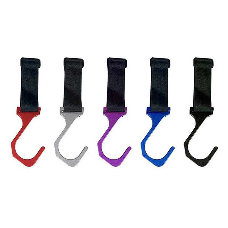 Aluminum Steering Wheel Hook – Adjustable Nylon Strap Car Mount Accessory (For Phone, Keys, Sunglasses)