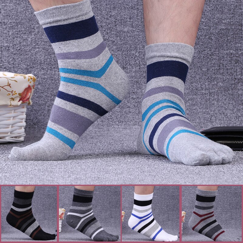 1 par / parti fem fingre tå sport sokker mandlige bomulds sokker lang rør tykkere bevægelse efterår / vinter åndbar sokker