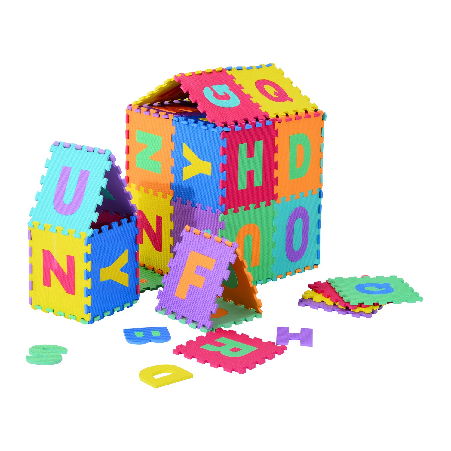 HOMCOM Alfombra Puzle 2.41m2 Ninos 3 Anos 26 Letras Goma Espuma Estera Juego Puzzle