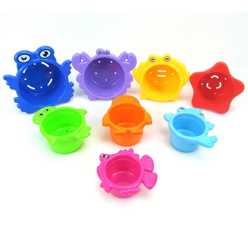 Stacking Cups Bath Toys for Toddlers: the Sea Animal Stacker with Holes for Sprinkling Water and Sifting Sand