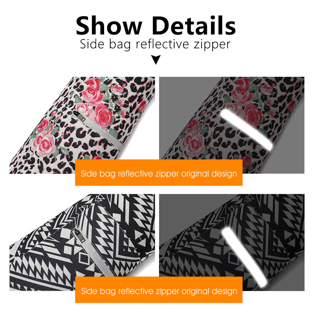 Yogamattentasche mit toploader, innentasche, floralem print, verstellbarem schultergurt und reflektierenden details