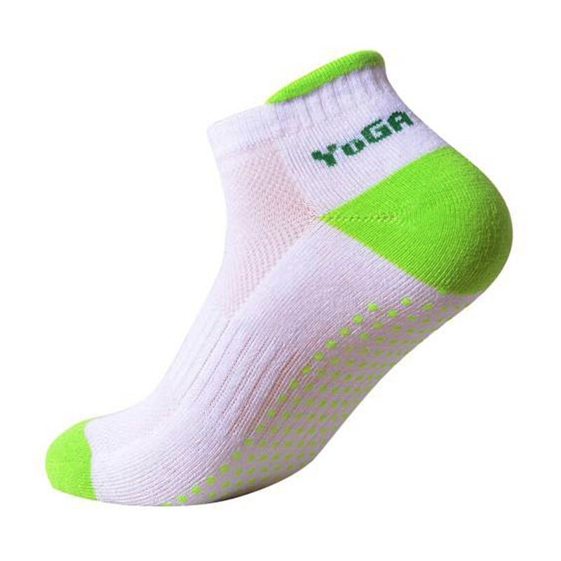 anti-slip sokker Fitness yogasokker fotbeskyttelse kvinner innendørs Fitness ryggløse myke bomull sklisikre sportsokker: Grønn