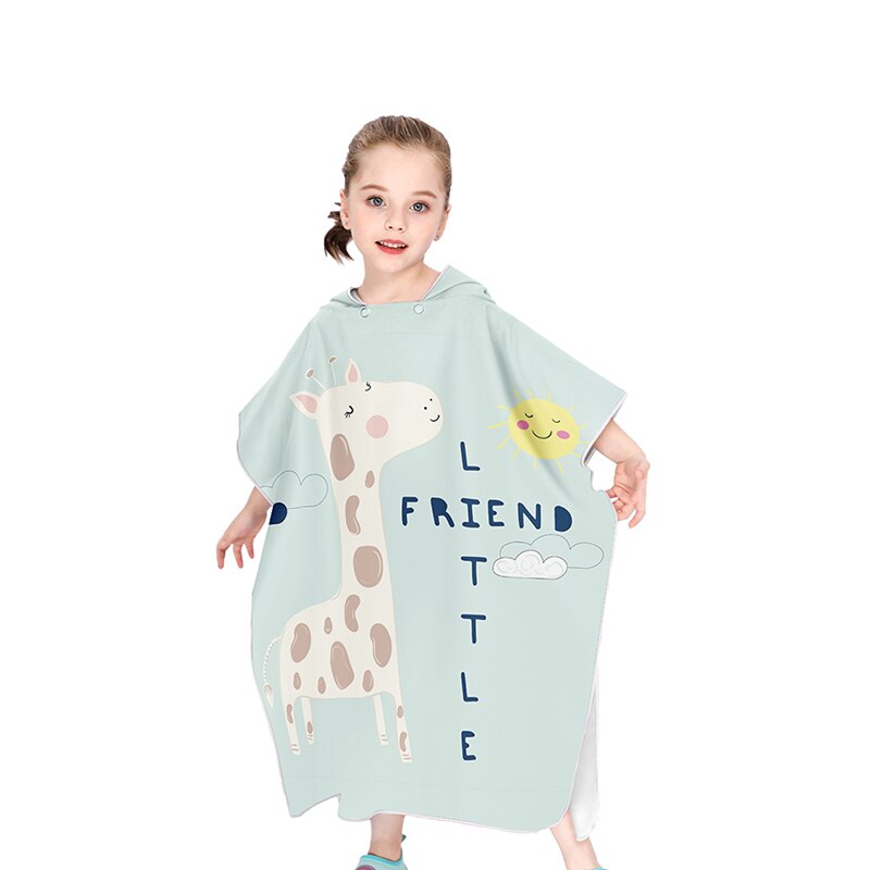 Kitten Kind Strand Veranderende Poncho Cartoon Meisjes Seaside Zonnebrandcrème Strand Gewaad Microfiber Snel Droog Hooded Handdoek Dieren Gedrukt: 22J