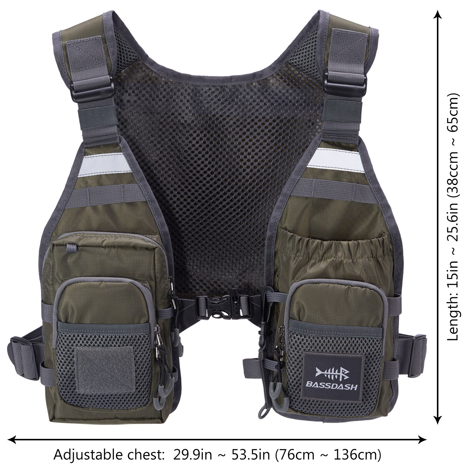 Bassdash FV08 Ultralichtgewicht vliegvisvest voor mannen en vrouwen Draagbare borsttas One Size Fits Most