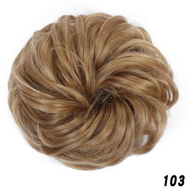 LVHAN rizos resistentes al calor colores de pelo sintético mujeres updo con tira de goma piezas de pelo moño sintético para blanco: FQ01-103
