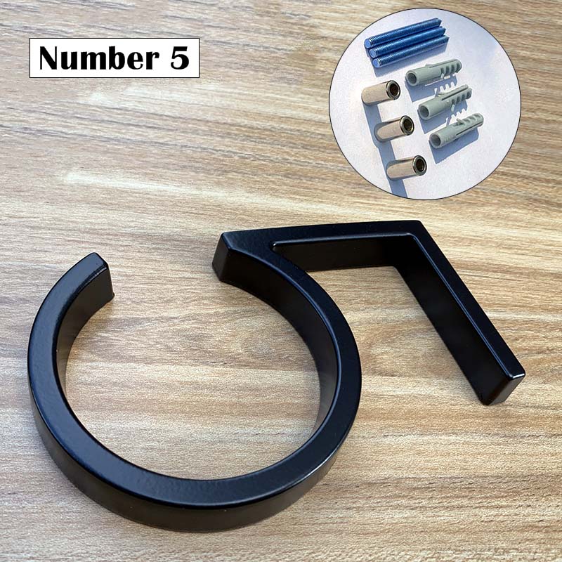5 Inches Black House Numbers Letters Door Plates Floating Outdoor Address Sign Plate For Yard Door Plaque Number Modern Mailbox: Gold