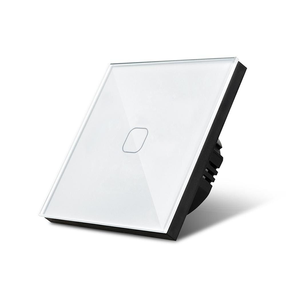 Sensor de pantalla táctil AIMENGTE de 220V Interruptor de luz LED 1/2/3 entradas, Interruptor táctil de pared de vidrio, módulo de Panel de Control empotrado: 1 Gang 1 Way White