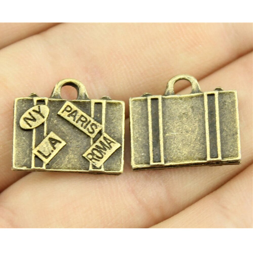 Wysiwyg 6 pçs encantos viagem sacos nova iorque paris roma la 15x16mm antigo prata cor pingentes fazendo diy jóias artesanais: Chapeado em Bronze Antigo