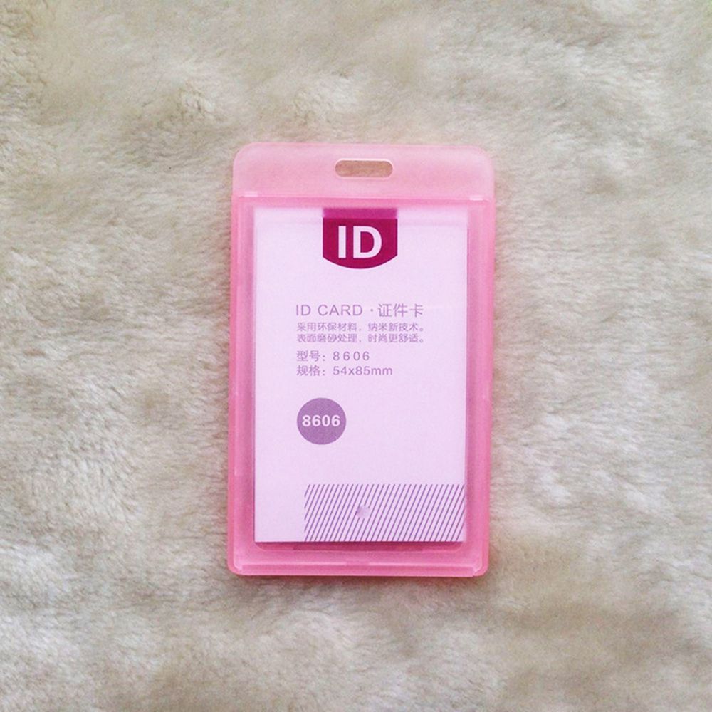 Durable Pack of Hard Plastic ID Card Badge Holder Employee Name Tag: Pink