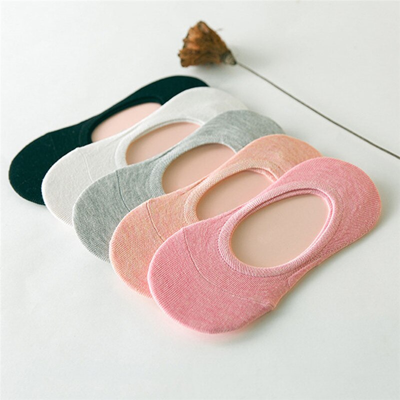 Calcetines tobilleros de algodón para mujer, calcetín corto, Color caramelo, 5 pares