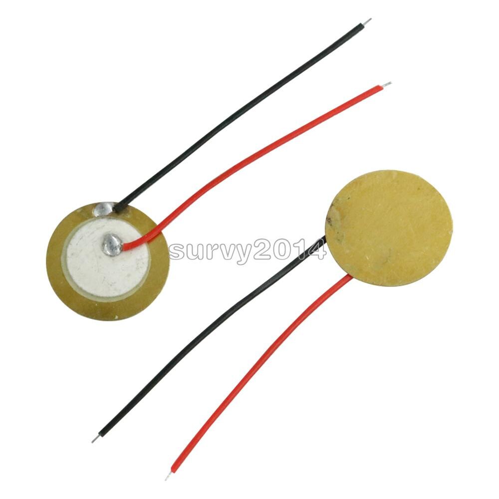 10pcs/lot 15mm Piezo Elements buzzer Sounder Sensor Trigger Drum Disc With Wire Copper Piezo buzzers For Arduino Loudspeaker