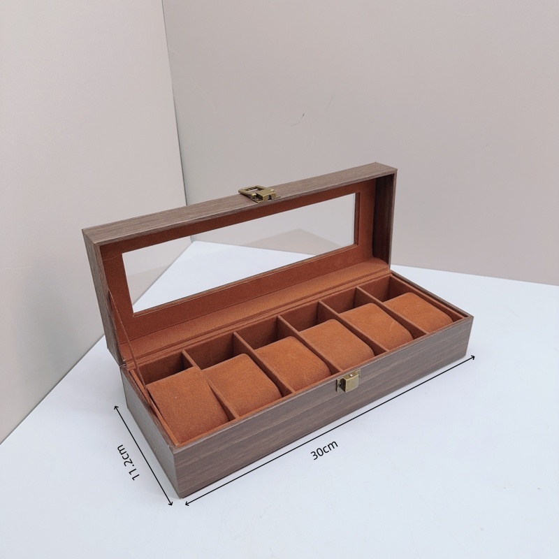 Houten horlogedoos met 6/10/12 vakken, horlogedisplay, sieradenhouder, opbergorganizer voor horloges.: Zwart