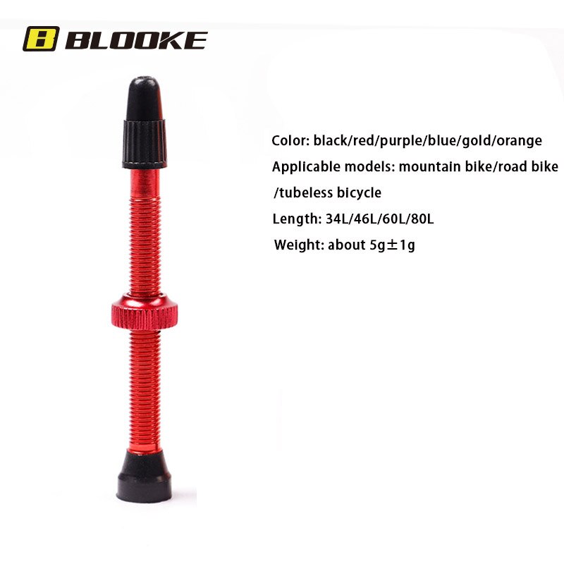 BLOOKE 34/46/60/80MM EPDM Rubber and Alloy Material Bicycle French F/V Tubeless Tire Valve Suitable For Road Bike MTB