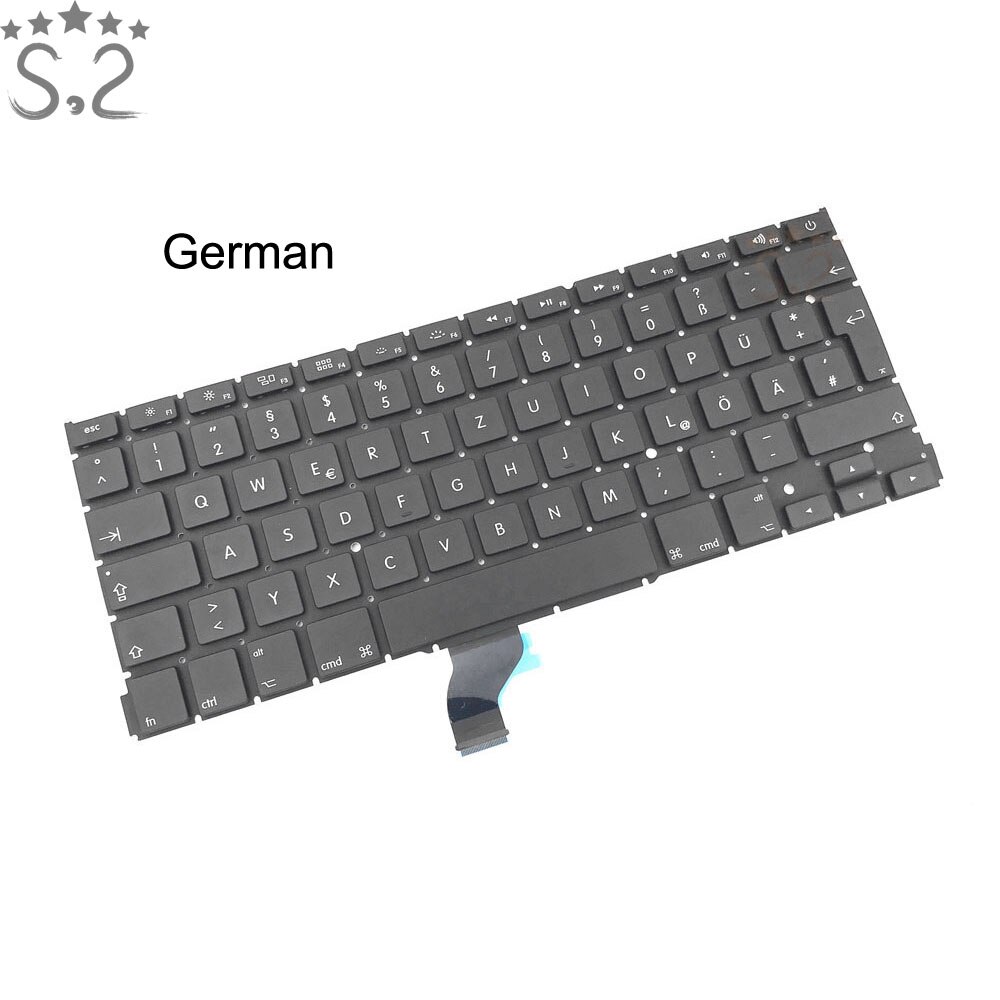 Keyboards For Macbook Pro Retina 13" A1502 Keyboard Replacement French/German/Italian/Koran/Russian/Spanish/UK/US/Arabic/Turkish: German