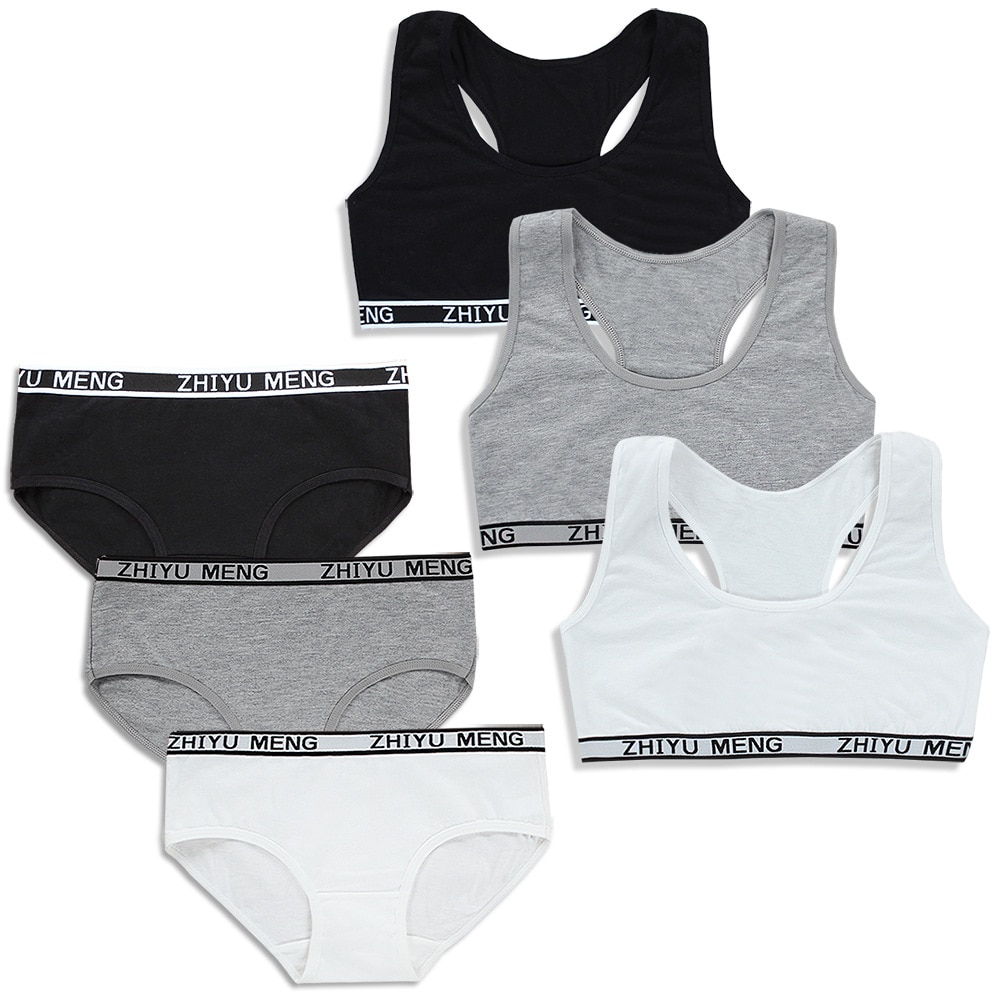 Reggiseno da allenamento per ragazze senza inserto doppi strati in puro cotone traspirante che assorbe il sudore sport per 8-14 anni ragazze adolescenti KF938