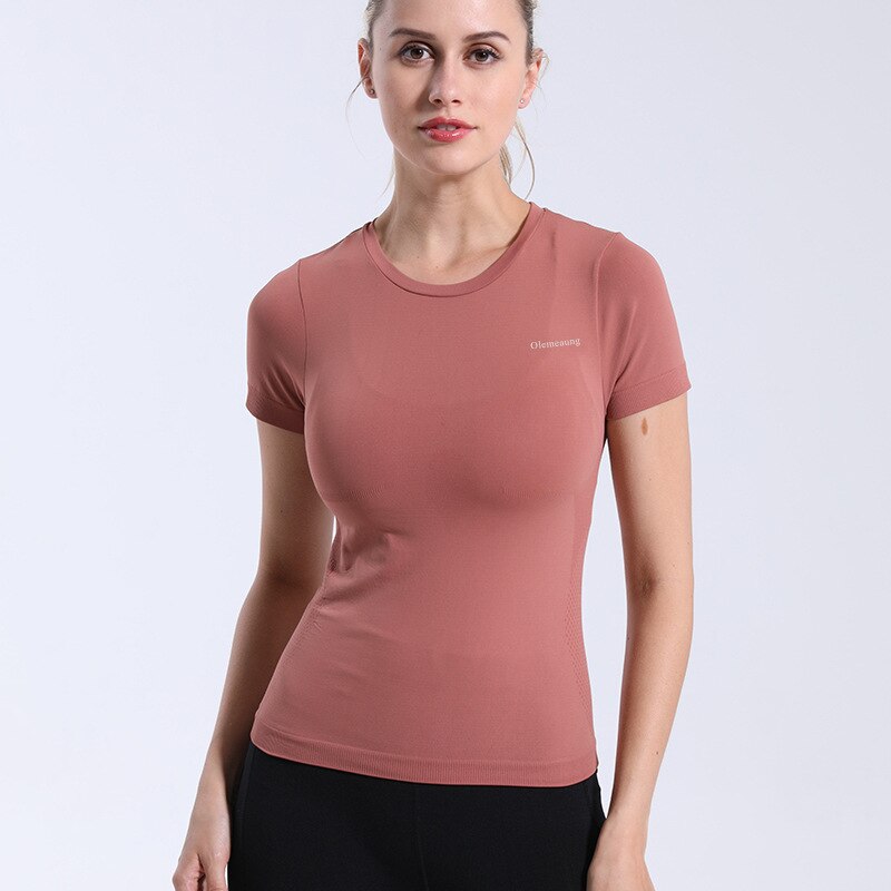Sportliches kurzarm-fitness-shirt für #39 , nahtlos gestrickt, eng anliegend, schnelltrocknend, für fitnessstudio, yoga und freizeit, crop-top: Orange / M
