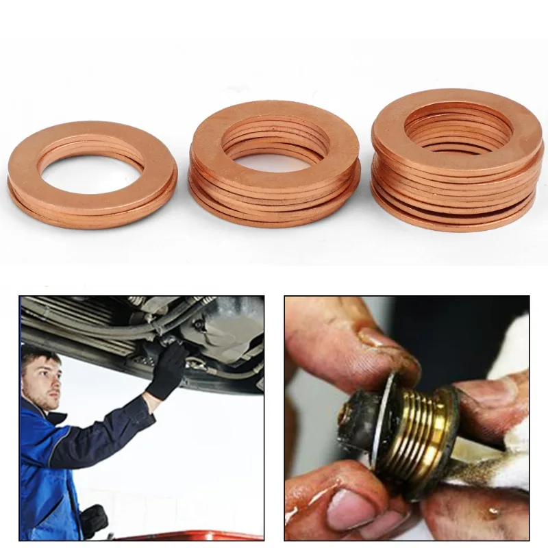 Juntas de sellado del tapón de drenaje de aceite del motor OE # 94109-14000 Tornillo de cárter de aceite de coche Arandela de aluminio/cobre Accesorios reemplazables para Honda