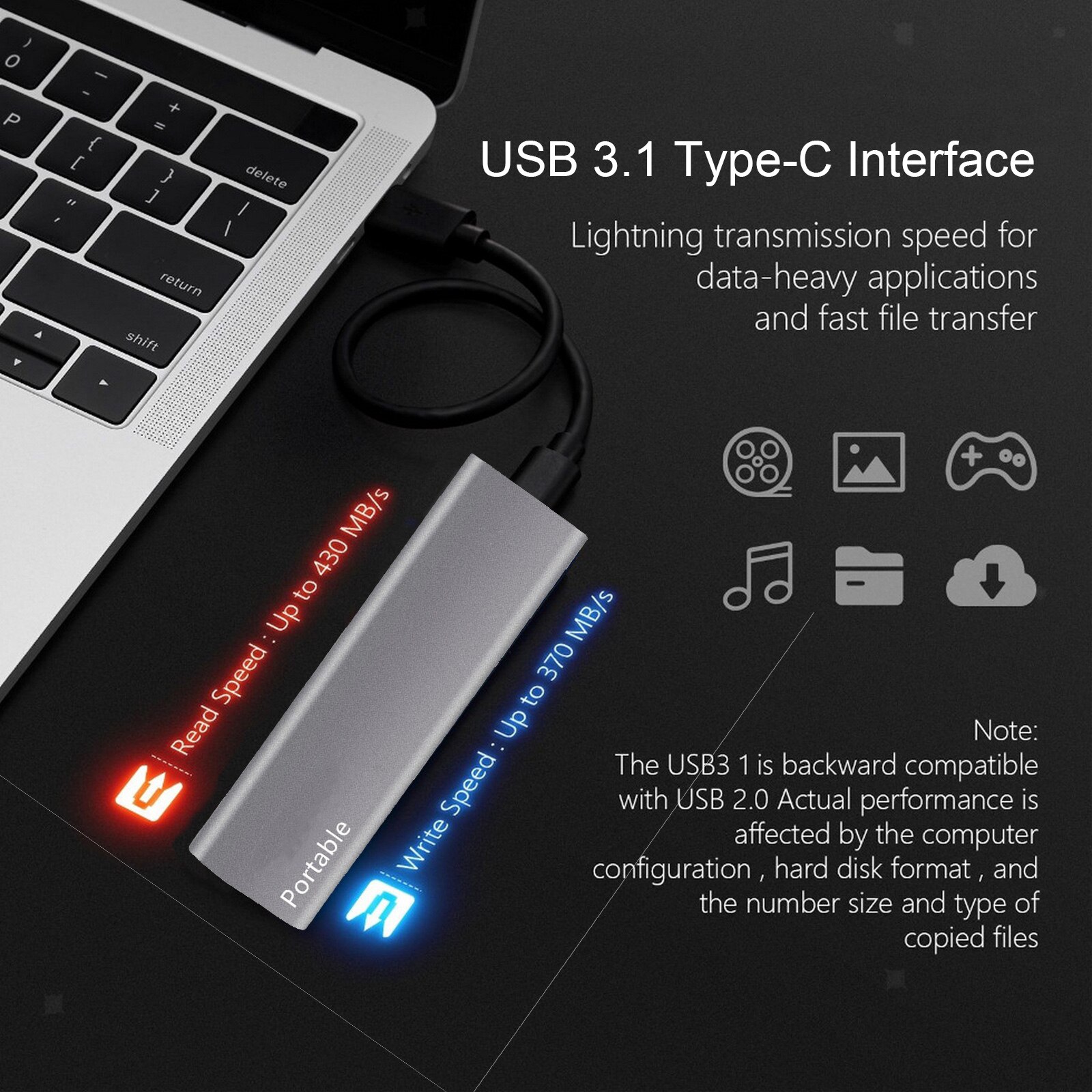 USB3.1 Mobile Hard Drive Disk Universal External Solid State Drive for Desktop Laptop Mobile Phone Notebook 1TB/2TB/4TB/8TB