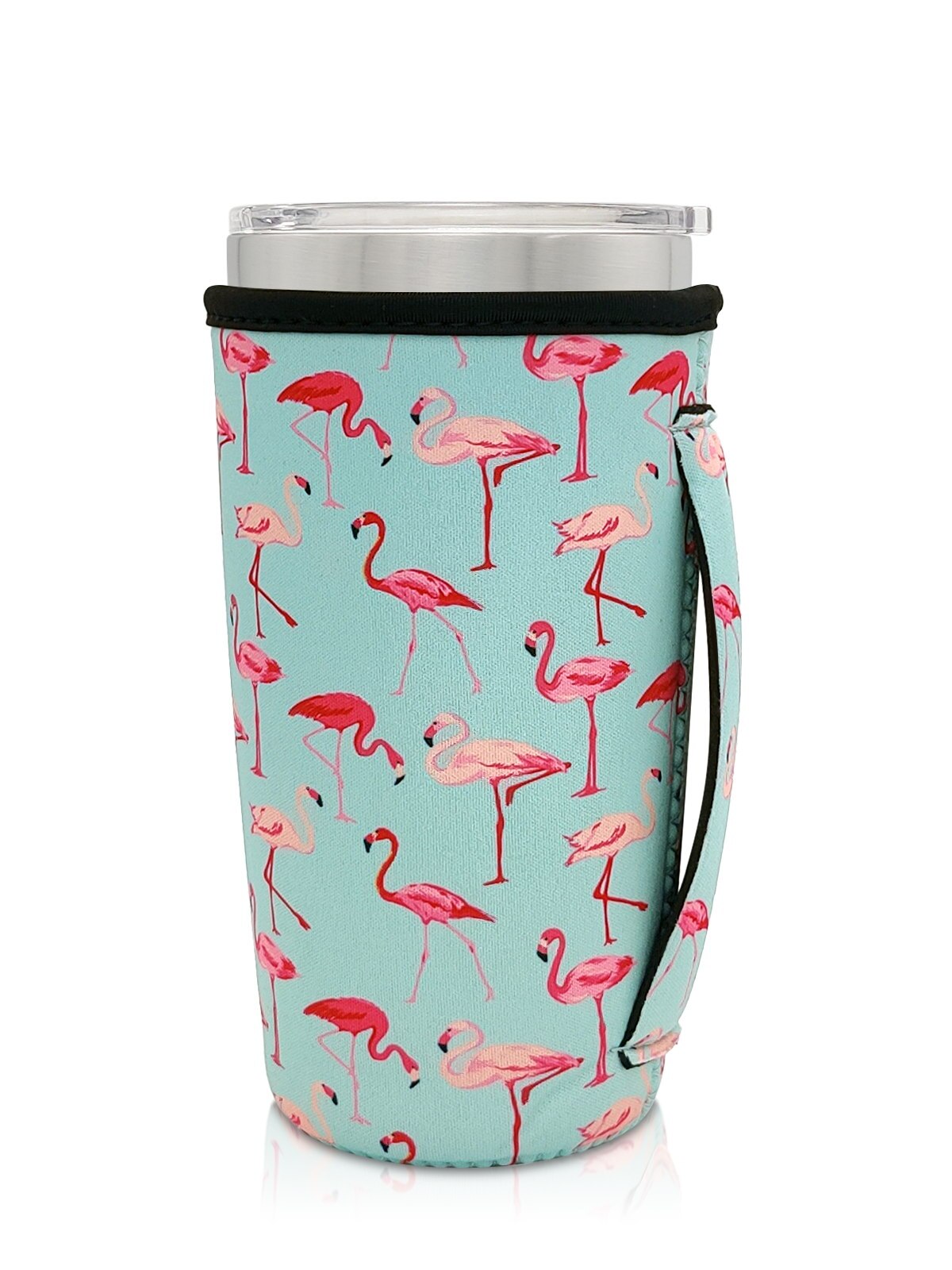 Reusable Iced Coffee Cup Sleeve Neoprene Insulated Sleeves Cup Cover Holder Idea for 20oz Tumbler Cup: Flamingo