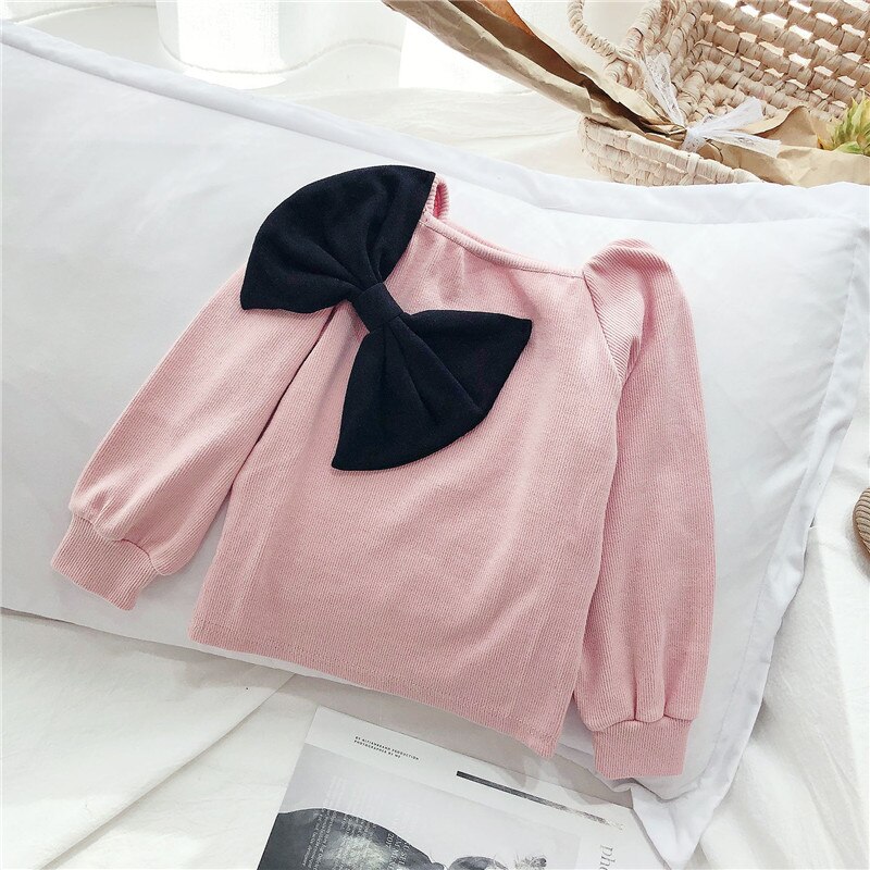Gooporson herfst kinderkleding grote strik top met lange mouwen koreaanse meisjes sweatshirt schattige kinderkostuums sweatshirts