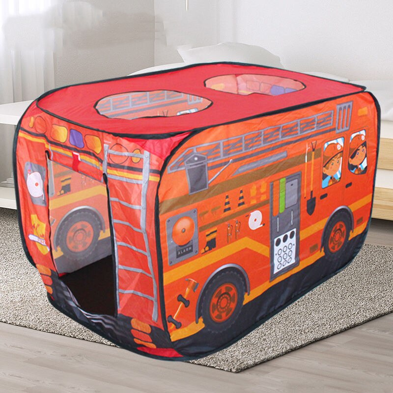 Kinderen Auto Tent Popup Play Tent Bus Indoor Speelgoed Outdoor Eenvoudige Opvouwbare Brandweerwagen Icecream Auto Kids Spel Huis theater: fire