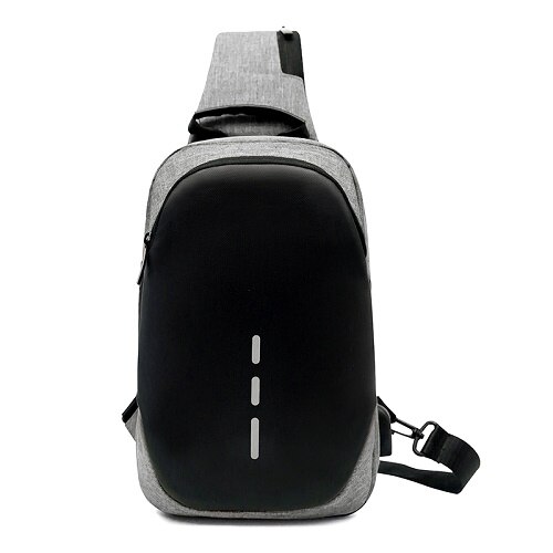 Casual Sling Nylon Chest Bag For Men USB Charging One Shoulder Short Trip Bag Crossbody Single Anti Theft Waterproof: Gray