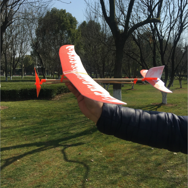 1Set Elastic Rubber Band Powered Flying Airplane Plane Glider Educational Sciences Models for DIY Assembly Toys Kids Funny