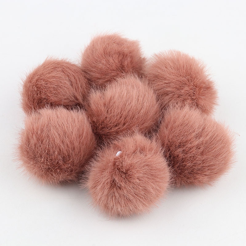 35mm/10 Uds. Bolas de piel de conejo pompón Artificial Multi color pompón DIY pompones manualidades para bolas de pelo Furball suministros de costura: coffee