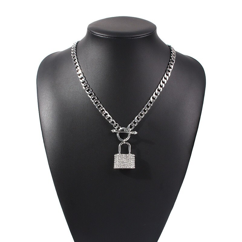 Exknl Gelaagde Crystal Lock Collier Meisjes Leuke Ketting Set Claviclel Kettingen Vrouwen Vrouwelijke Mode Choker Hals Sieraden: silver 2