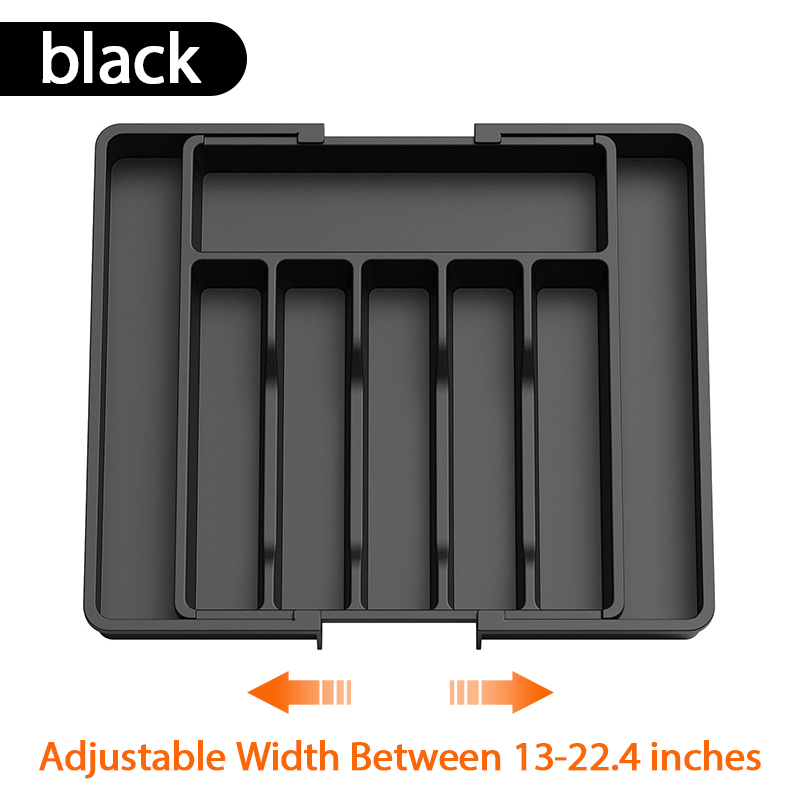 Besteck-Organizer, erweiterbarer Küchenschubladen-Organizer, verstellbarer Utensilien-Organizer, Besteck-Schubladen-Organizer für Gabeln, Messer: Licht Grau