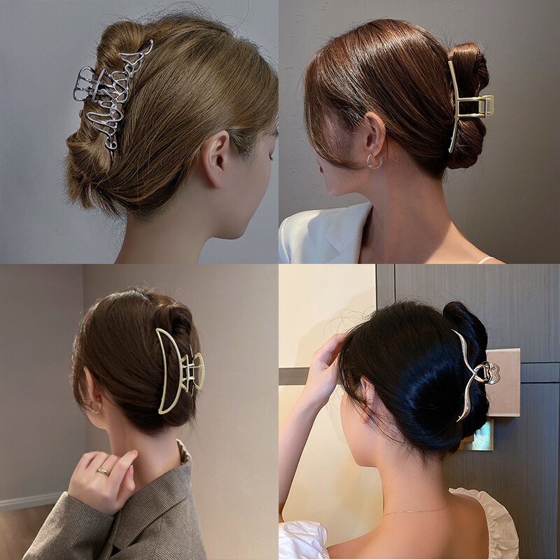 Vrouwen Elegante Gouden Holle Geometrische Metalen Haarklauw Vintage Haarspeldjes Hoofdband Haarspeld Haar Krab Haaraccessoires