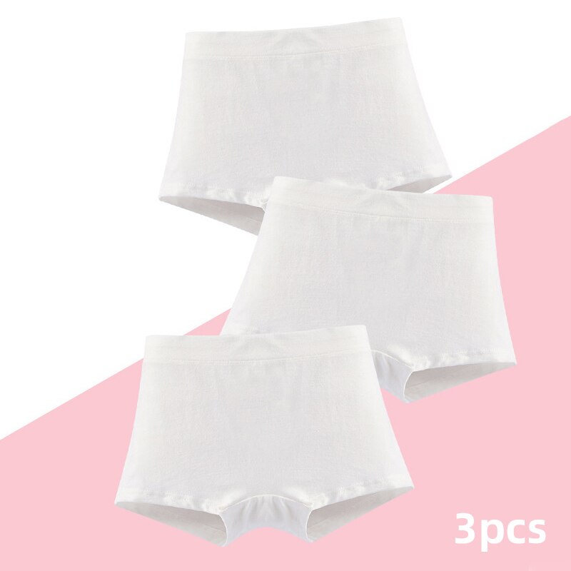 1pcs/3pcs/lot Cotton Panties for Kid Girls Cartoon Soft Underwear Panties Children Teenage boxer Comfortable Underpants: White3pcs / 120(14-18kg)