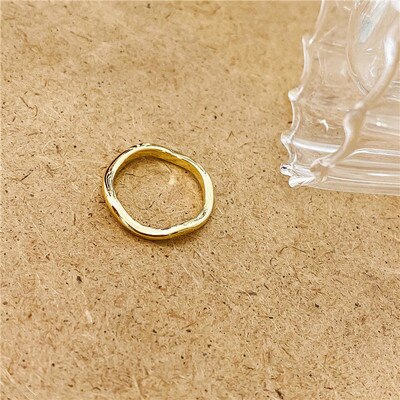 HUANZHI Vintage Old Metal Inlaid Pearl Geometric Irregular Modeling Adjustable Opening Ring for Women Party Jewelry: C